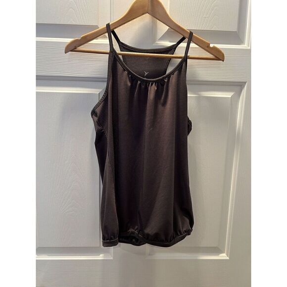 Old Navy Active Loose Fit Gray Striped Tank Top Racerback M Core Bubble TN - Picture 1 of 4